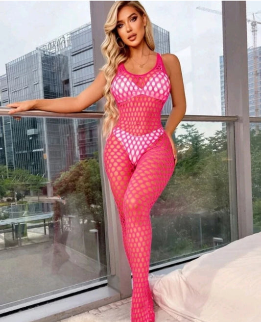 Fishnet Bodystocking in Hot Pink