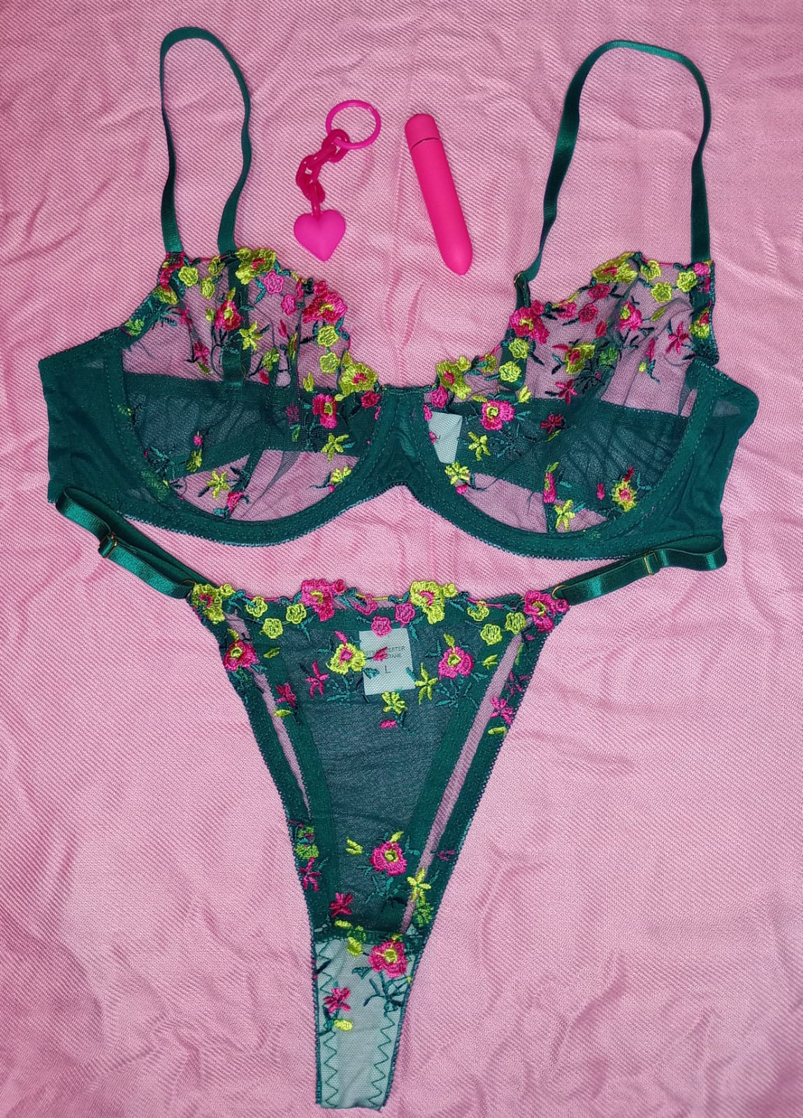 Floral Sheer Underwire Bra & Thong Set