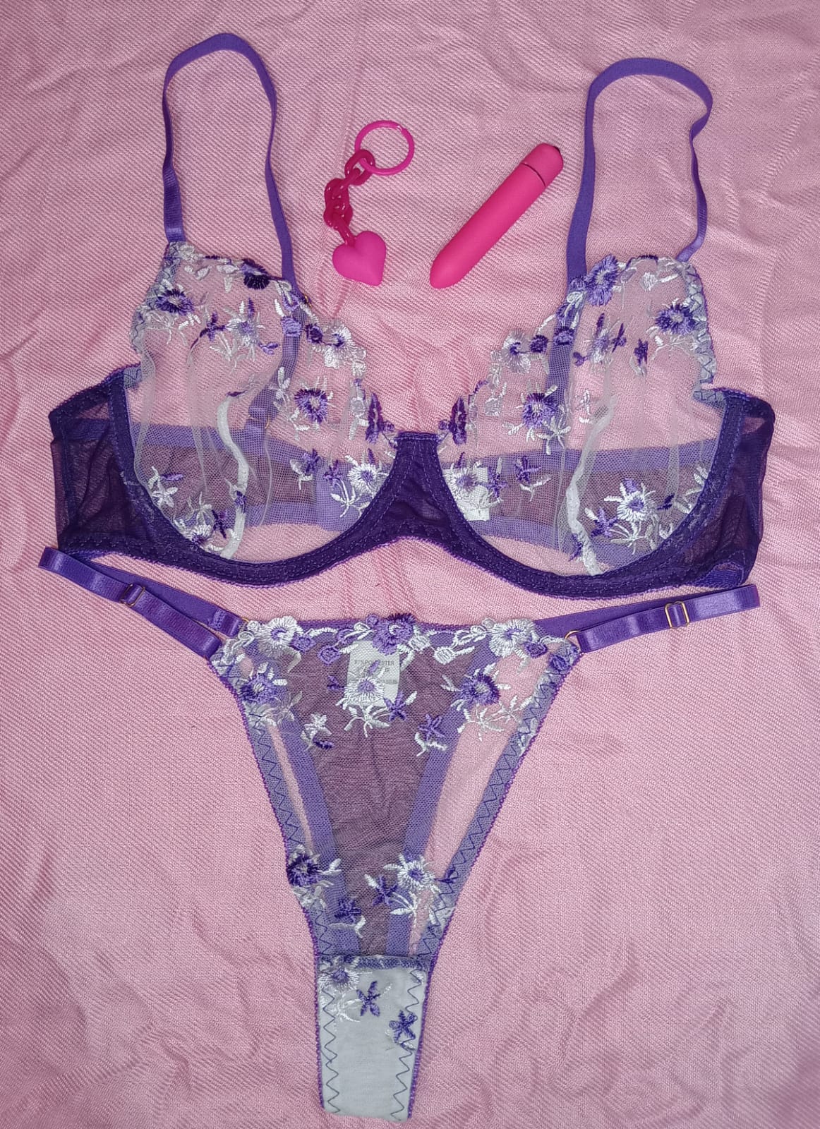 Floral Sheer Underwire Bra & Thong Set