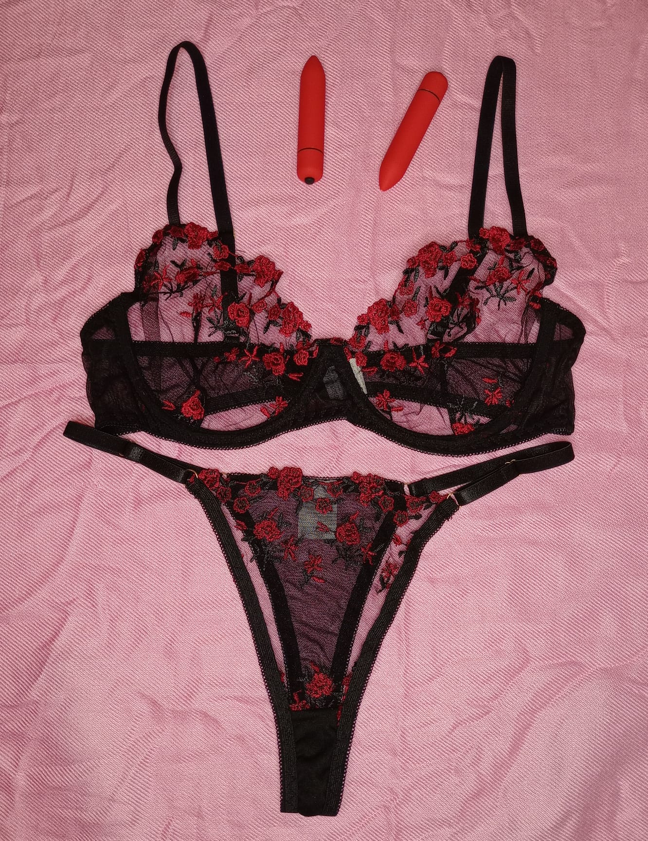 Floral Sheer Underwire Bra & Thong Set