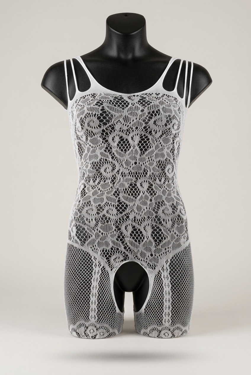 Polished white lace lingerie product photo