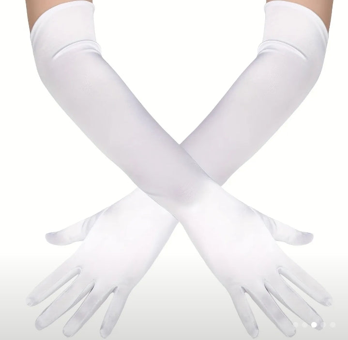 Elbow Length Satin Gloves