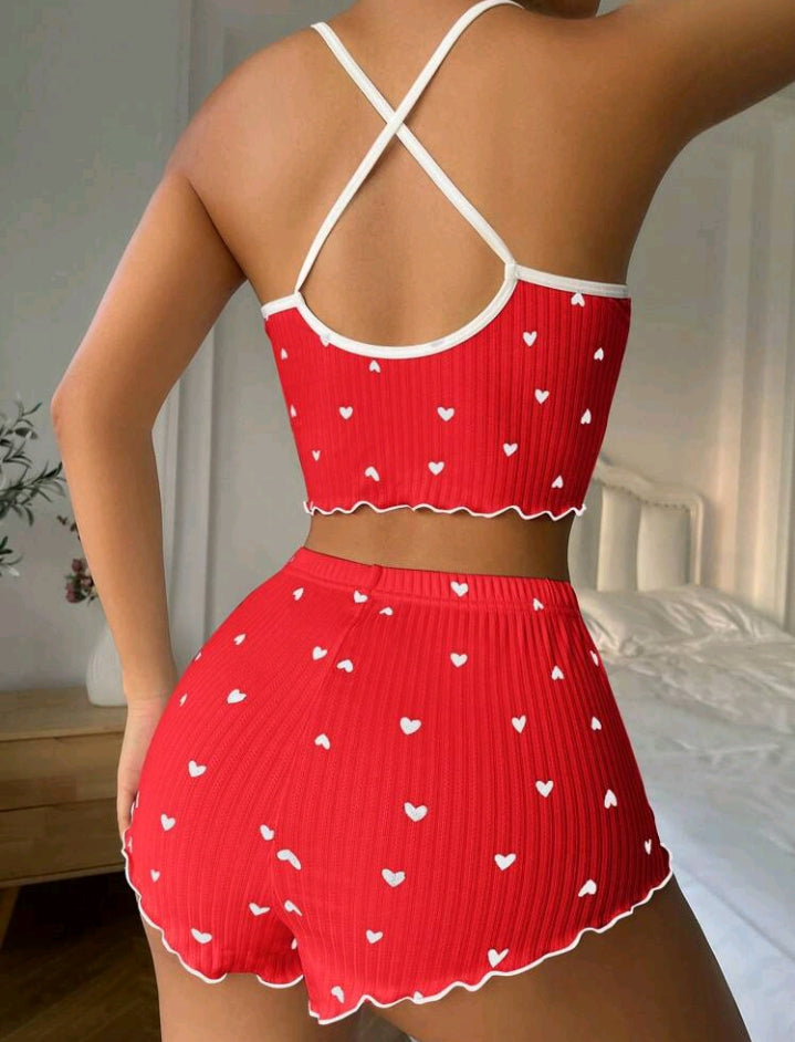 Heart Pattern Pajama Set