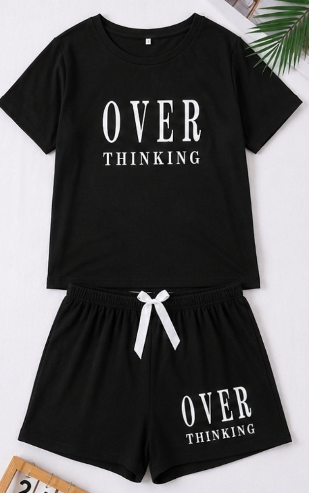 "Over Thinking" Tee & Shorts Set