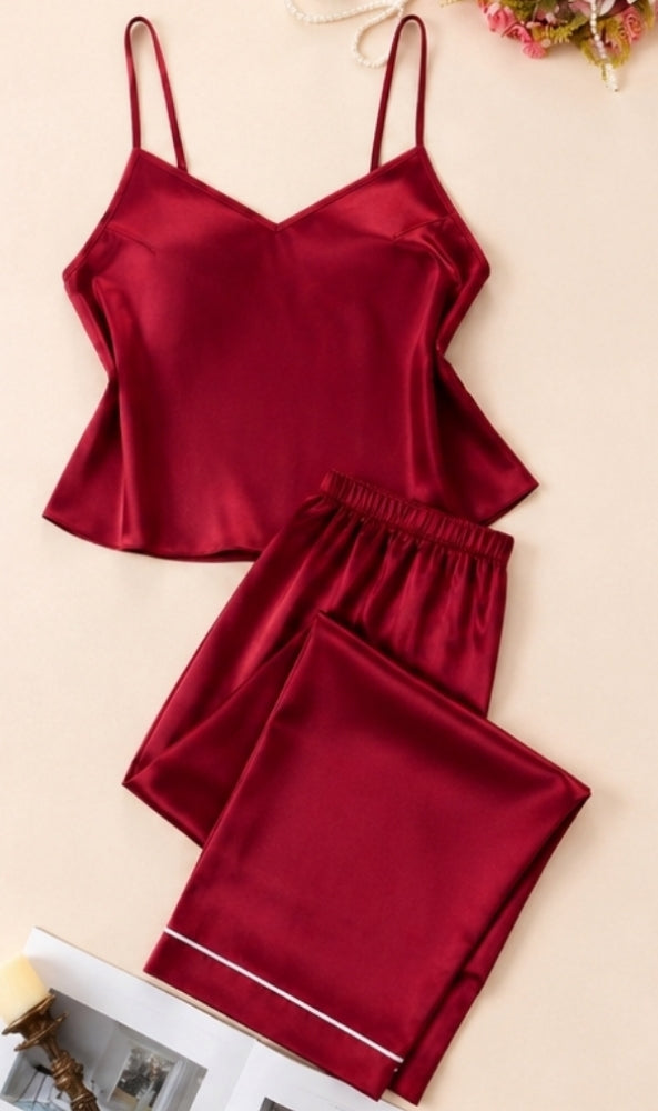 Faux Silk Camisole & Long Pants Set