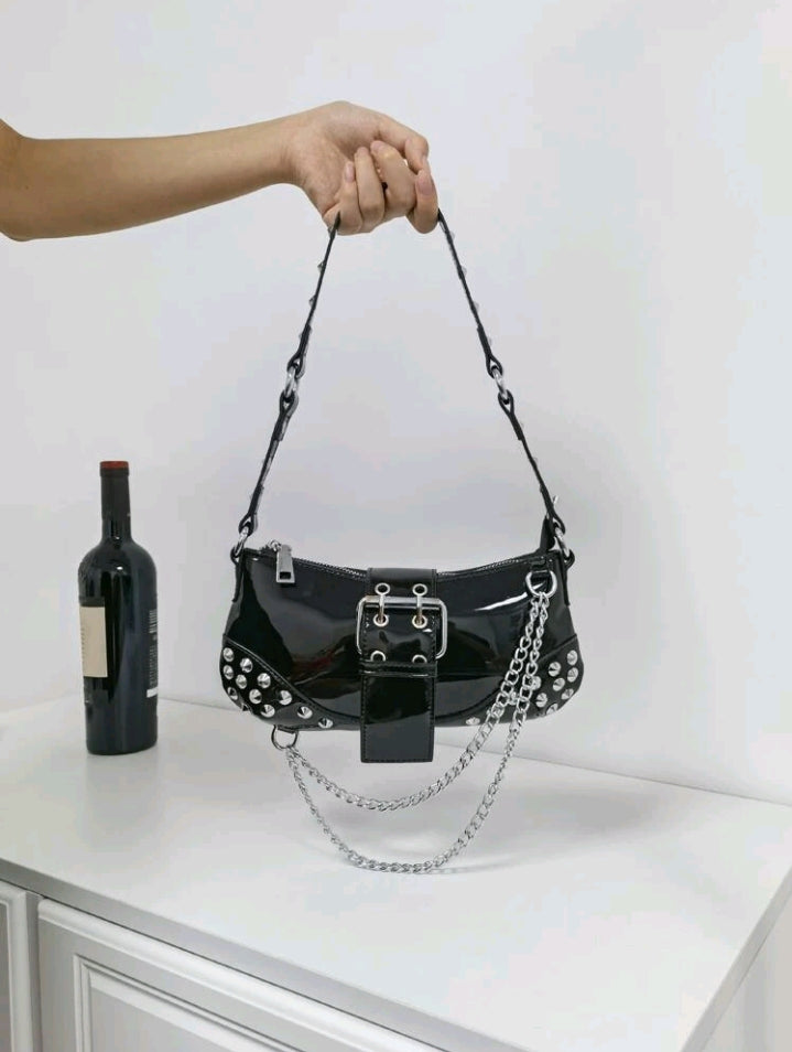 Studded & Chain Decor Baguette