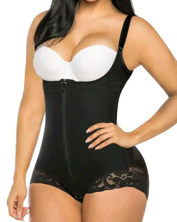 Open Bust Zipper Body Shaper w/Tummy Control