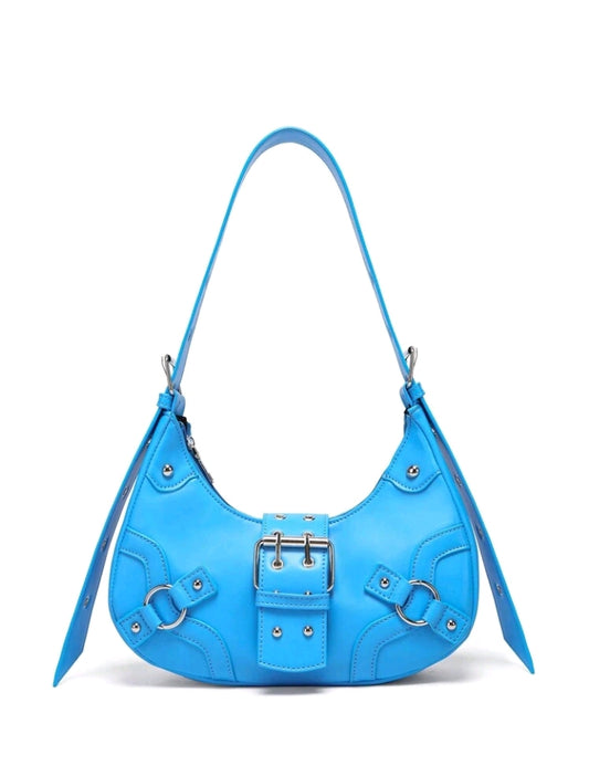 Korean Punk Style w/Buckle Decor Leather Handbag in Sky Blue