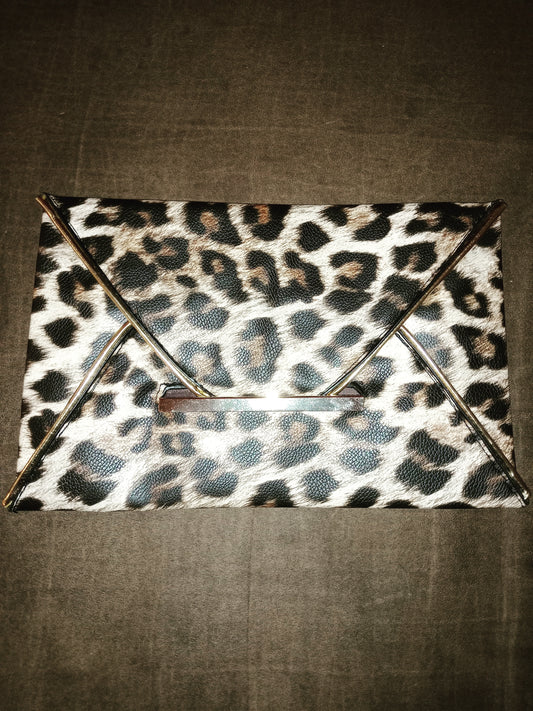 Leopard Print Gold Trimmed Clutch