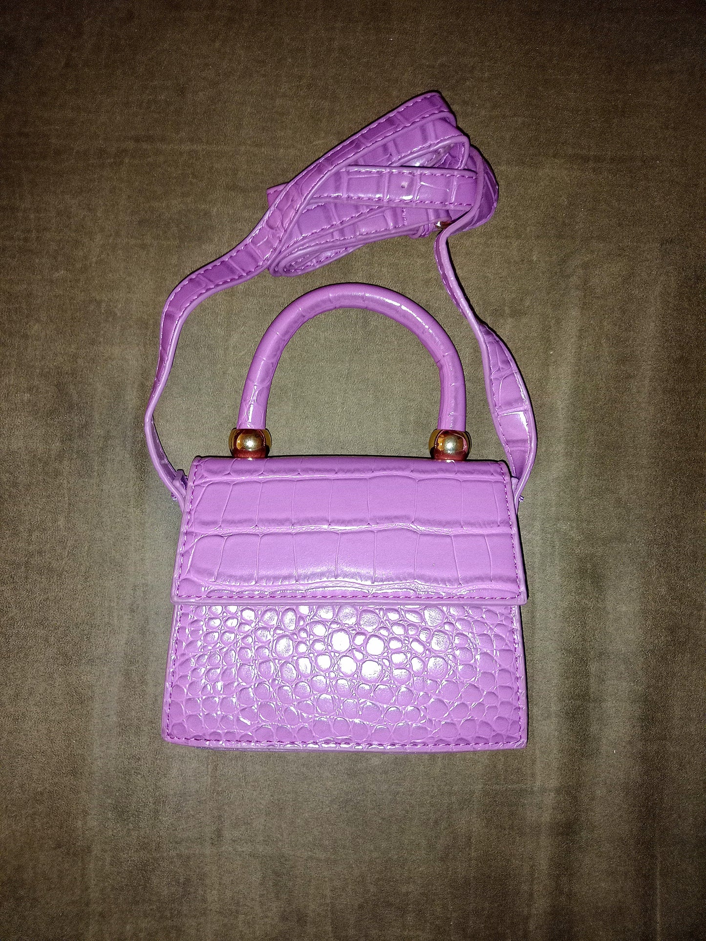 Alligator Pattern/Skin Mini Handbag in Purple