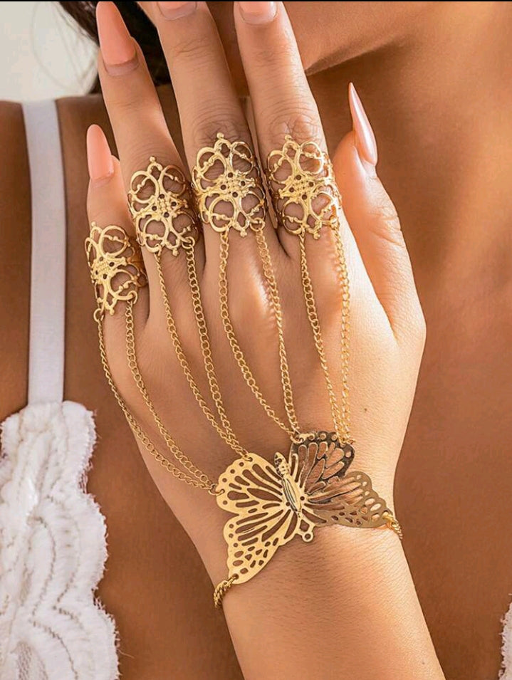 Gold Butterfly Decor Wrist Chain