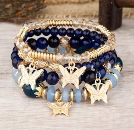 Beaded Charm Bracelet in Blue