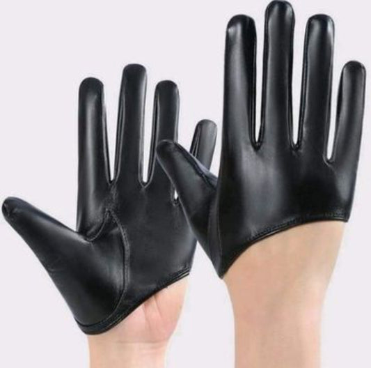 Leather Wrist Gloves in Black