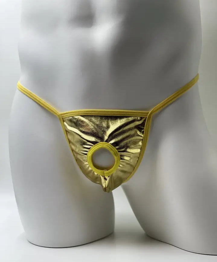 Funny Erotic Thong in Metallic Gold