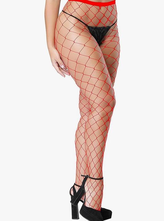 Fence Net Hosiery in Red