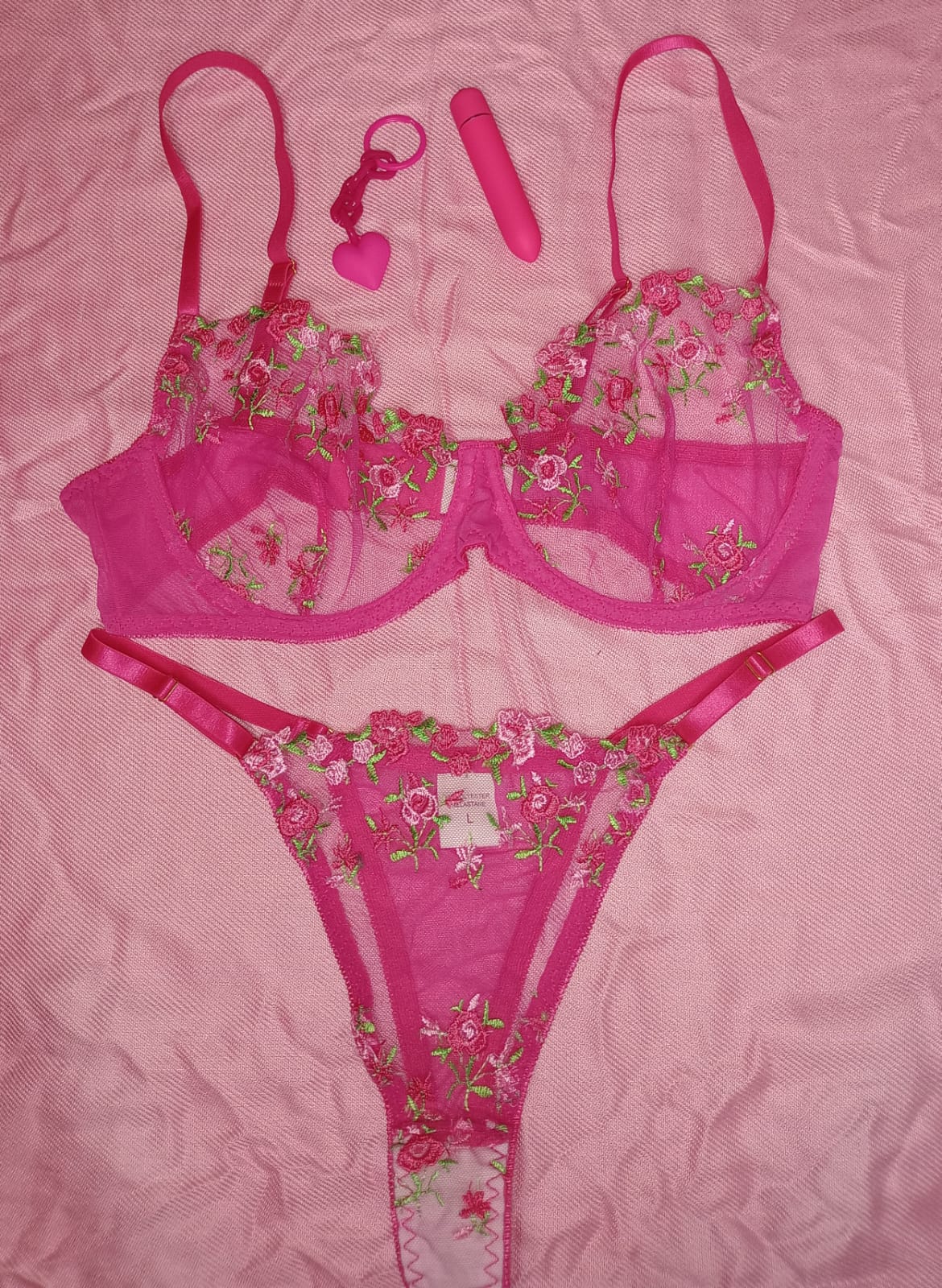 Floral Sheer Underwire Bra & Thong Set
