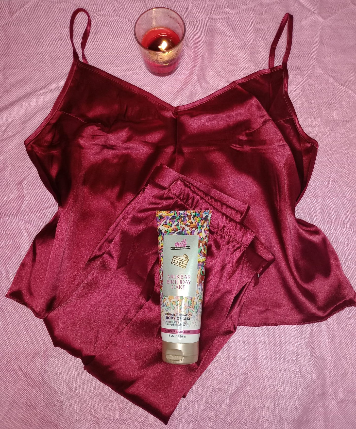 Faux Silk Camisole & Long Pants Set