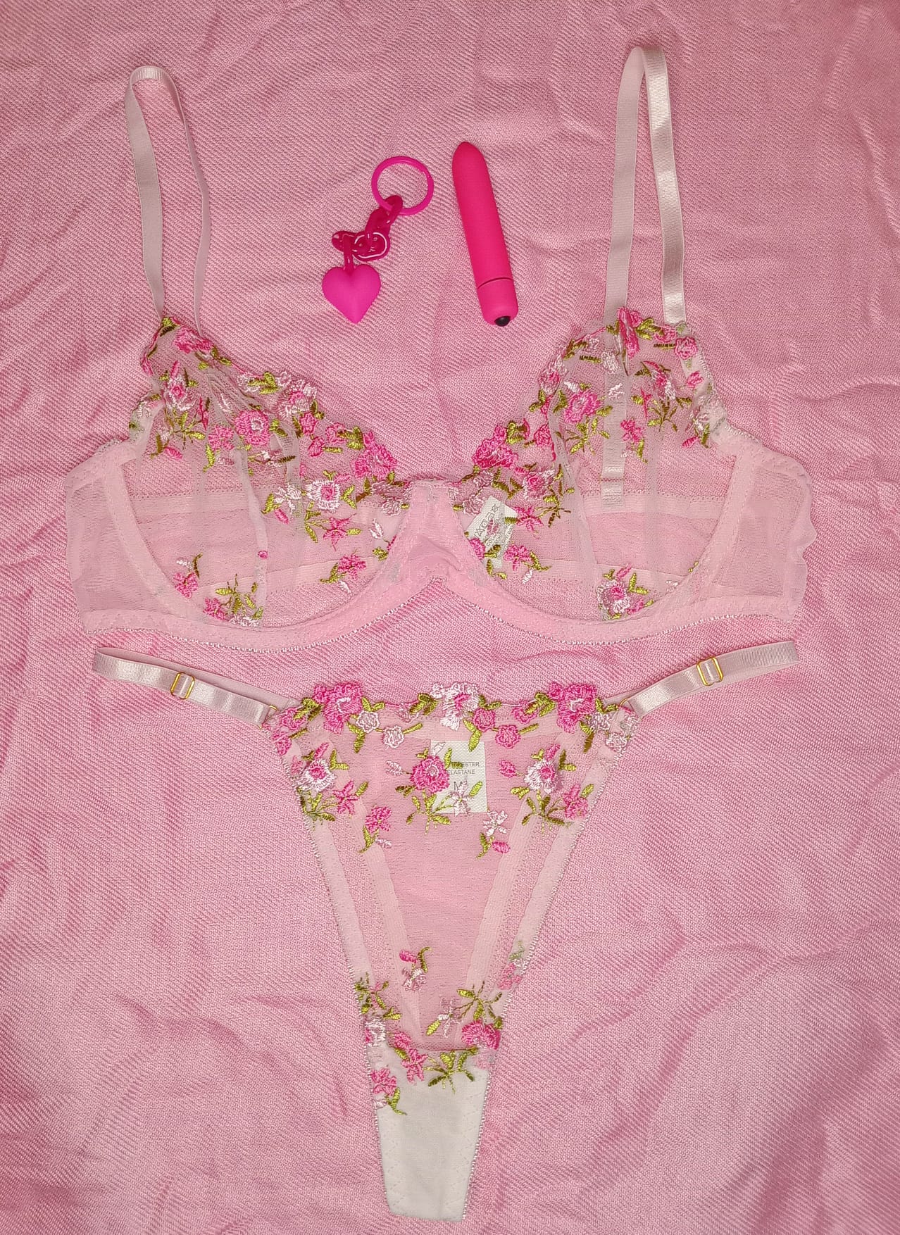 Floral Sheer Underwire Bra & Thong Set