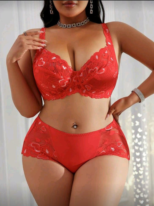 Heart Lace Bra & Panty Set