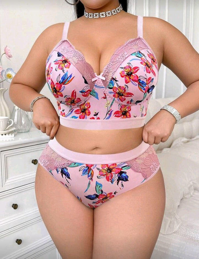 Floral Print Bralette & Panty Set