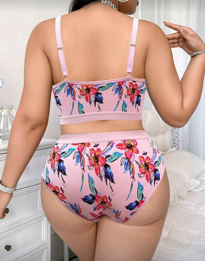 Floral Print Bralette & Panty Set