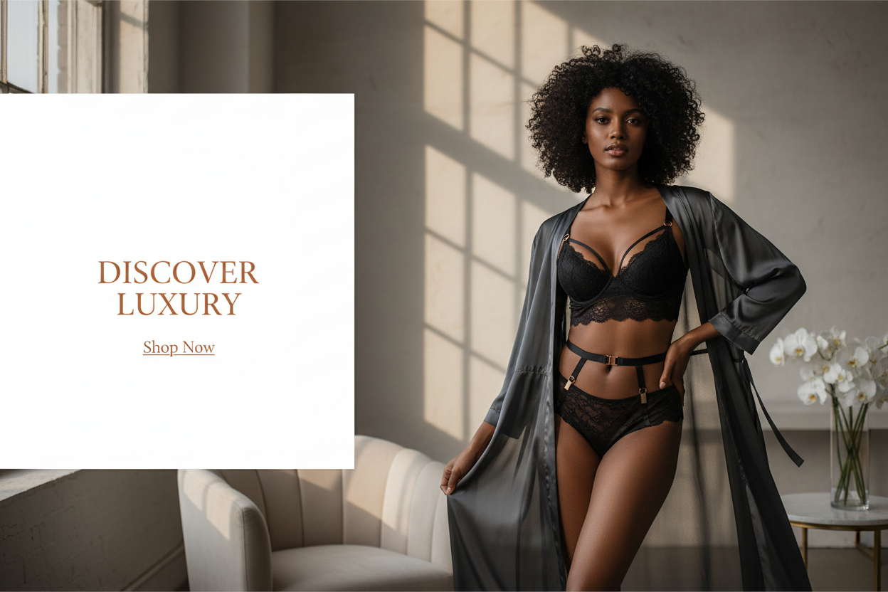 Premium Lingerie Banner with Black Woman
