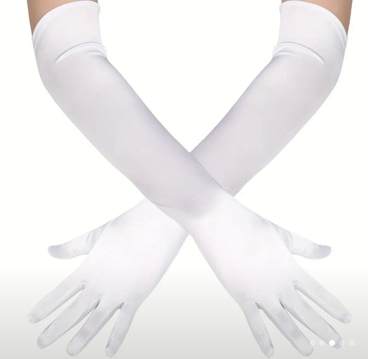 Elbow Length Satin Gloves