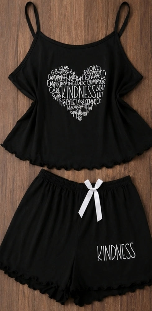 "Mindness" Spaghetti Strap Tee & Shorts Set