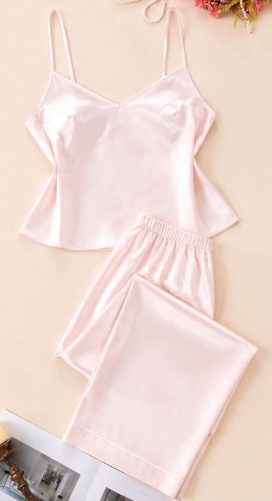Faux Silk Camisole & Long Pants Set