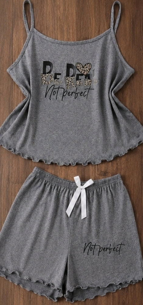 "Real Perfect" Spaghetti Strap Tee & Shorts Set