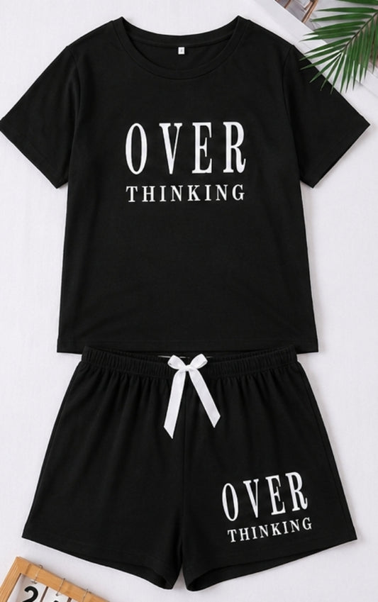 "Over Thinking" Tee & Shorts Set