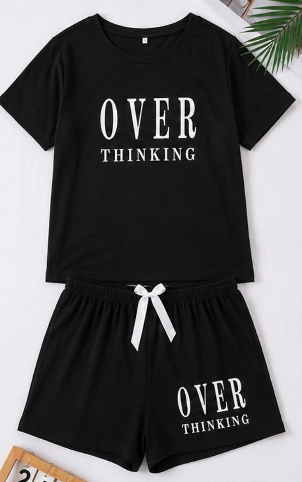"Over Thinking" Tee & Shorts Set