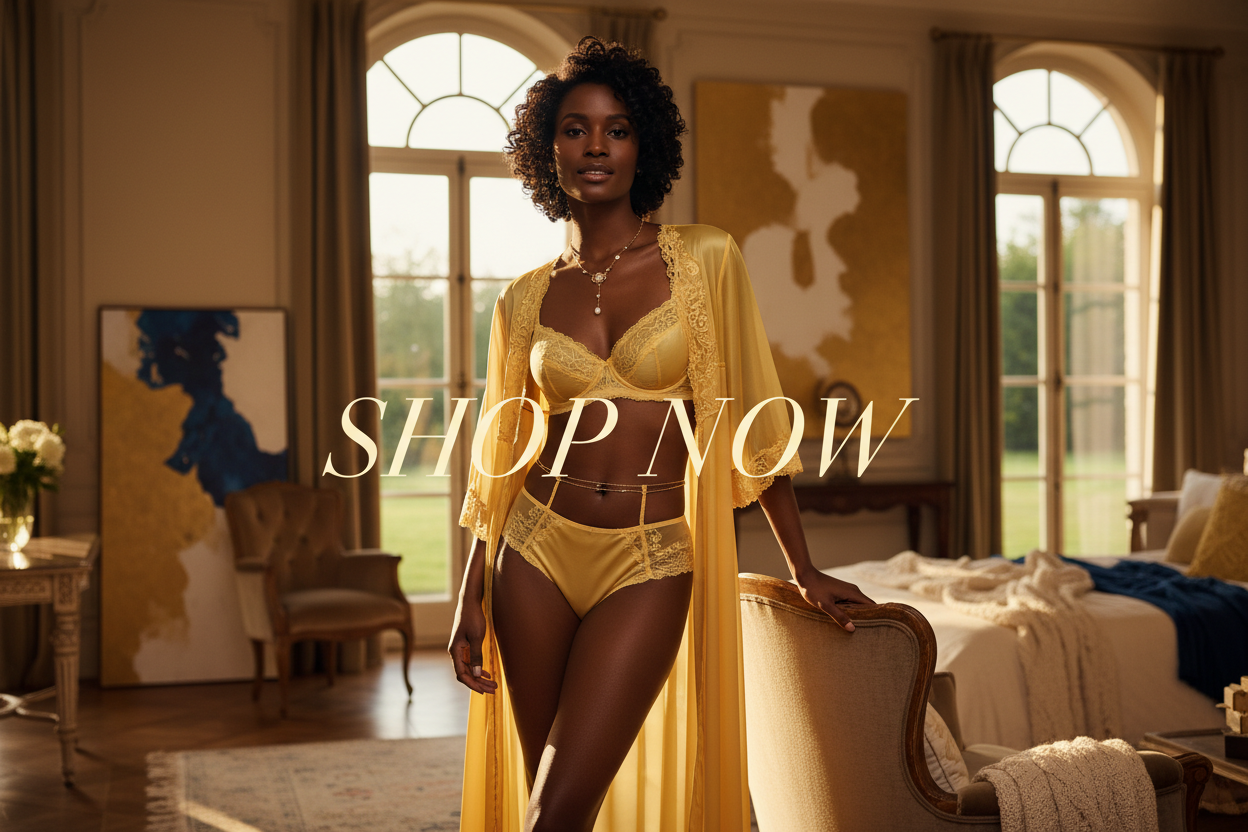 Shop Now Banner - Yellow Lingerie Alternative Pose