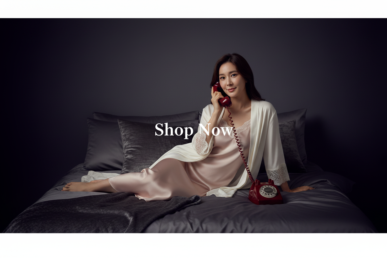 Shop Now Sleepwear Bed Scene Banner