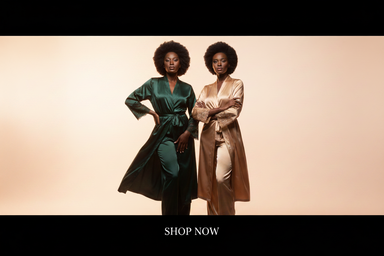 Two Black Women in Silk Pajamas – Shop Now Only
